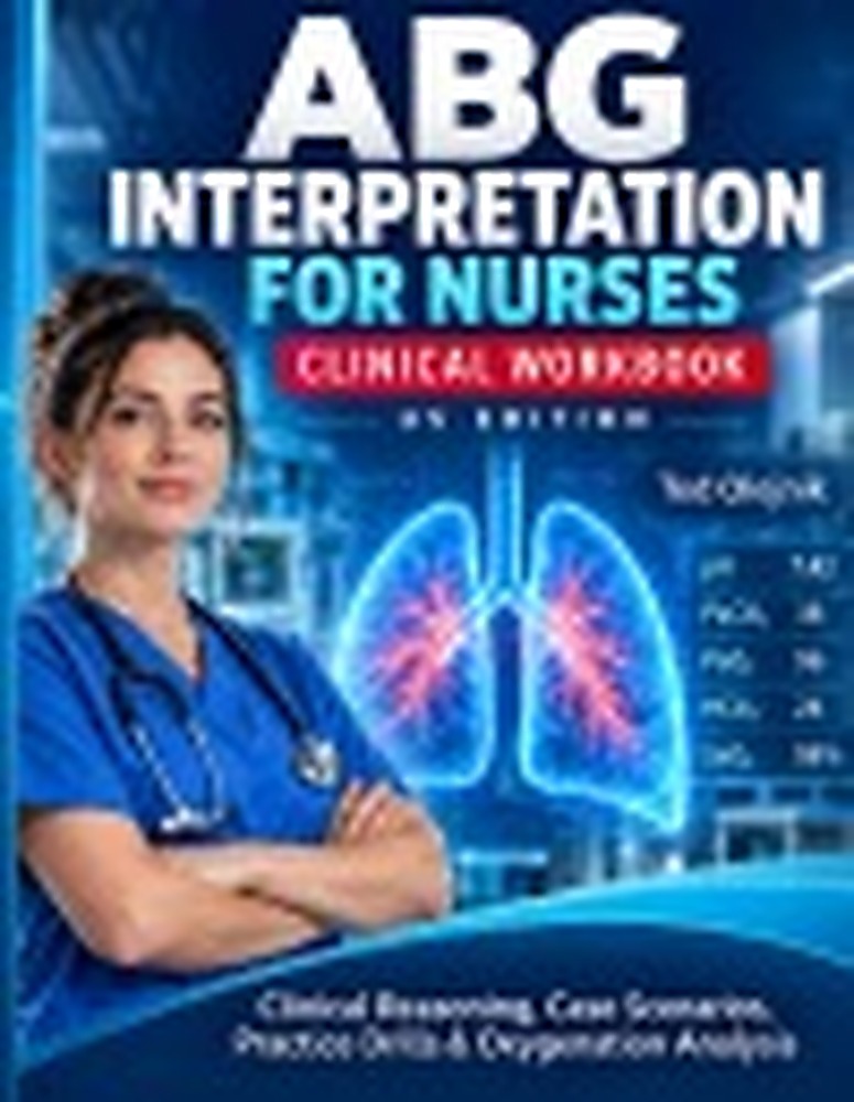 Book cover: ABG INTERPRETATION FOR NURSES Clinical Workbook US Edition: A practical clinical reasoning workbook for nursing students, new graduate nurses, and practicing RNs