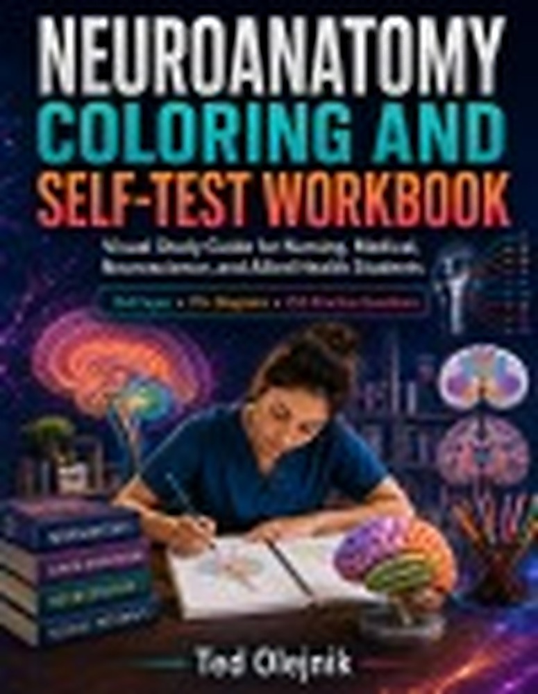 Book cover: NEUROANATOMY COLORING AND SELF-TEST WORKBOOK: Visual Study Guide for Nursing, Medical, Neuroscience, and Allied Health Students