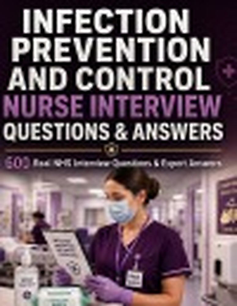 Book cover: INFECTION PREVENTION AND CONTROL NURSE INTERVIEW QUESTIONS & ANSWERS: 600 Real NHS Interview Questions & Expert Answers