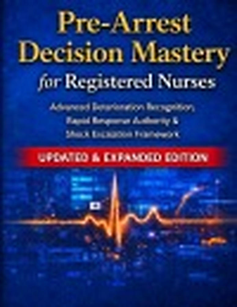 Book cover: Pre-Arrest Decision Mastery for Registered Nurses: Advanced Deterioration Recognition, Rapid Response Authority & Shock Escalation Framework